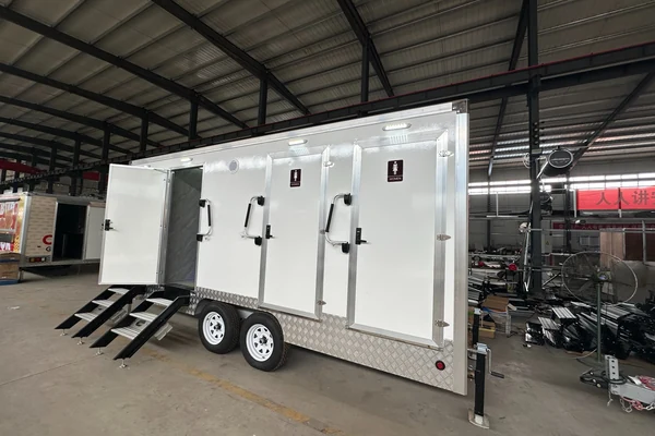 4 stall restroom trailer for rental fleets and commercial events
