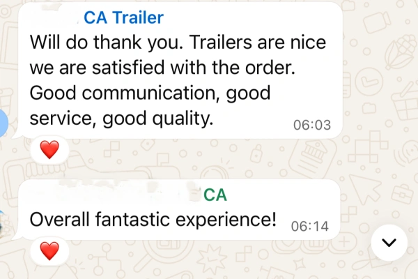Customer feedback for a restroom trailer delivered to Canada