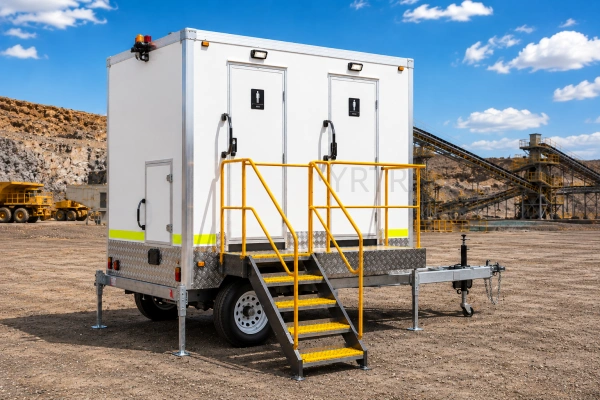 Restroom trailer for mining and remote workforce camps