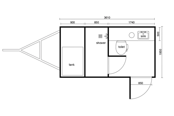 luxury ensuite trailer floor plan with toilet shower and vanity
