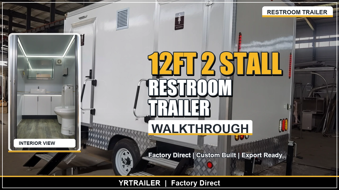 12FT 2 stall restroom trailer walkthrough