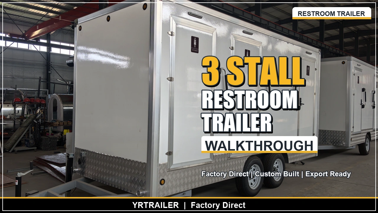 3 Stall Restroom Trailer 16FT Walkthrough Video
