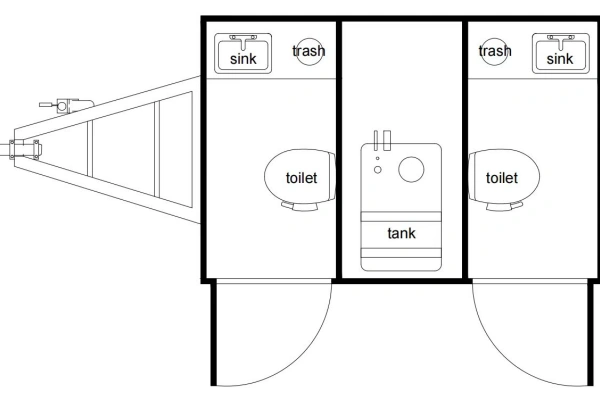 2 stall restroom trailer floor plan compact