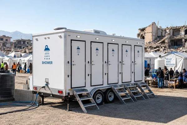 Shower trailer for emergency response and temporary shelters