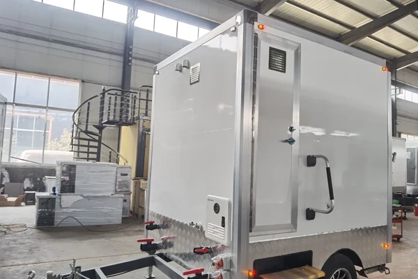 Ensuite bathroom trailer with toilet shower and washbasin