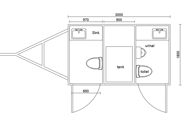 2 station restroom trailer dimensions standard
