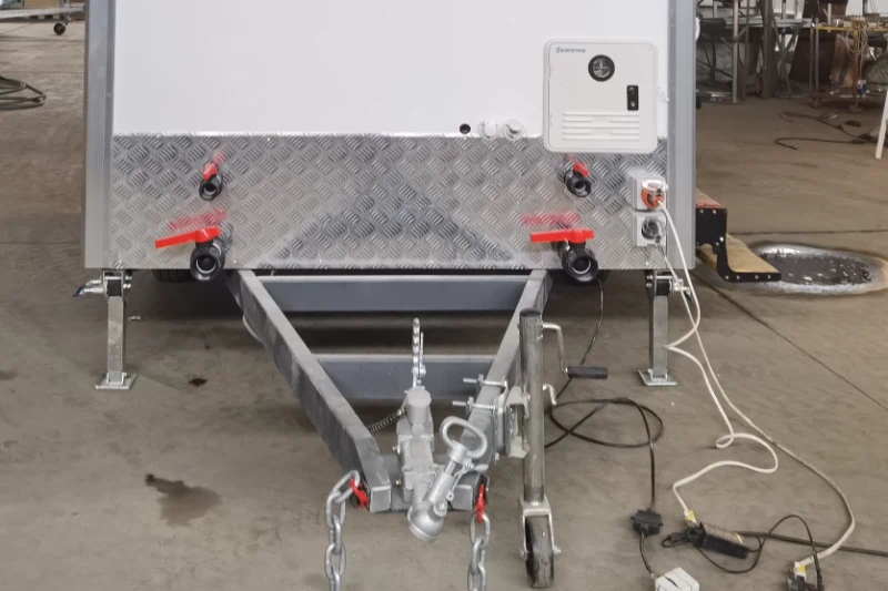 Instant gas water heater for mobile shower trailer hot water system planning.