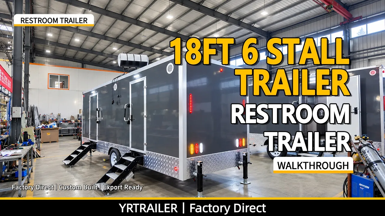 18FT Multi 6-stall Restroom Trailer Exterior and Interior View